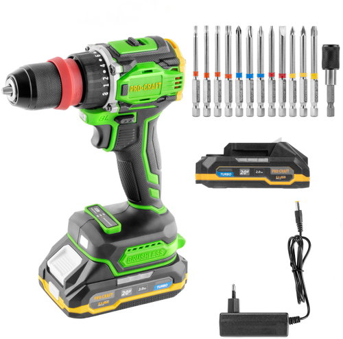 PROCRAFT PA18ProDFR2 Cordless Drill/Driver + 13× Bit Set (1 × 2Ah) - Drill Driver - Main image
