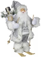 Dům Vánoc Santa v šedém kabátku na lyžích 30 cm - Vánoční dekorace