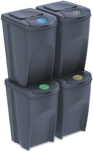 PROSPERPLAST Sortibox Waste Bin Set, 4 × 35L - Rubbish Bin - Main image