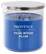 Provence gyertya üvegben, fedéllel, 1000 gramm, teakwood plum, 3 kanóccal - Gyertya