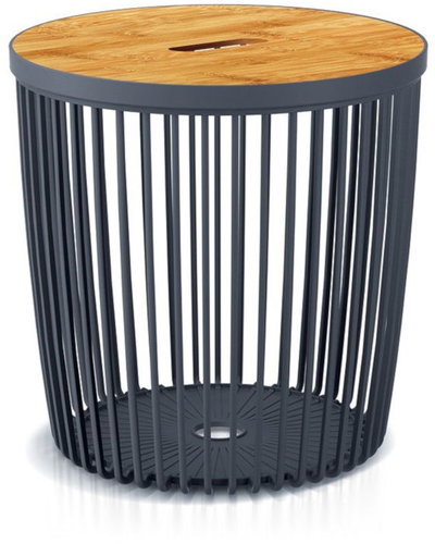 Prosperplast Universal basket CLUBO with bamboo lid 35 l anthracite - Basket - Main image