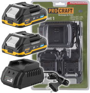 PROCRAFT Sada baterie 20V 2Ah (2 ks) + 1 nabíječka PBC-Set 1 - Nabíječka a náhradní baterie