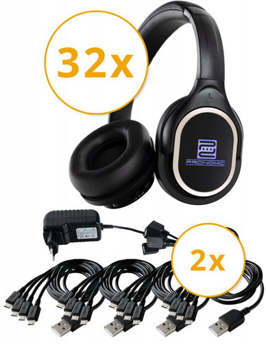 Pronomic SDH - 340 / 32 USB-C Silent Disco V2 Set 32 × sluchátka - Wireless System - Main image