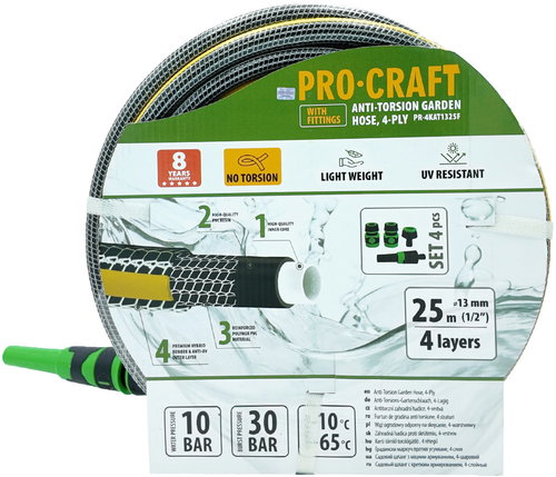 PROCRAFT Garden Hose PR-4KAT1325F, black-yellow, 4-ply, 1/2" 25 m - Garden Hose - Main image