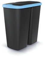 Prosperplast waste bin COMPACTA Q DUO black with light blue lid, volume 45 l - Rubbish Bin