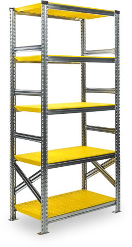 Metalsistem Shelf 600mm, 5pcs, Yellow Plastic - Shelving Unit - Main image