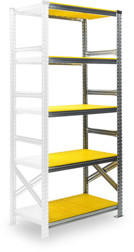 Metalsystem SUPER 123 1972 x 976 x 500 mm, add-on module, yellow plastic - Shelving Unit - Main image
