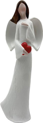 Prodex Anděl bílý s červeným srdcem v ruce 21 cm - Angel Statue - Main image