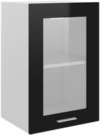 Shumee Upper kitchen cabinet with glass 802511 black high gloss - Cupboard