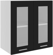 Shumee Upper kitchen cabinet with glass 802522 black - Cupboard