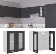 Shumee Upper kitchen cabinet with glass 802523 grey - Cupboard