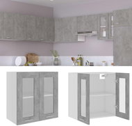 Shumee Upper kitchen cabinet with glass 802525 concrete grey - Cupboard