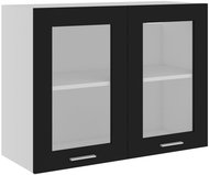 Shumee Upper kitchen cabinet with glass 802530 black - Cupboard