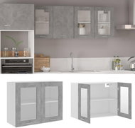 Shumee Upper kitchen cabinet with glass 802533 concrete grey - Cupboard