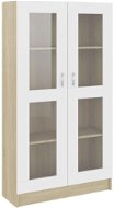 Glass cabinet white and oak sonoma 82,5x30,5x150 cm chipboard 802764 - Cabinet