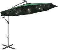 Hanging parasol with metal pole and LED light, green, 300 cm 42969 - Sun Umbrella