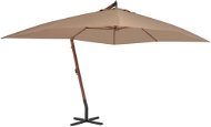 Cantilever parasol with wooden pole 400 x 300 cm taupe 44492 - Sun Umbrella