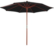 Parasol with wooden pole 300 x 258 cm black 47124 - Sun Umbrella