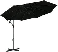 Cantilever parasol with LED lights steel pole 300 cm black 47136 - Sun Umbrella