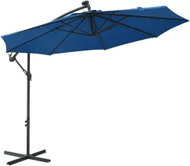 Cantilever parasol with LED lights steel pole 300 cm azure 47137 - Sun Umbrella