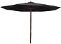 Garden parasol with wooden pole 350 cm black 47138 - Sun Umbrella