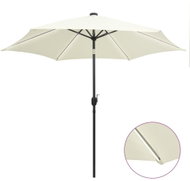 Parasol with LED lights aluminium pole 300 cm sand white 47361 - Sun Umbrella