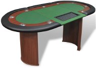 Pokerový stůl pro 10 hráčů, zóna pro dealera + držák na žetony, zelený 80133 - Stůl
