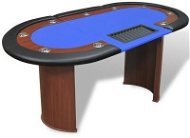 Pokerový stůl pro 10 hráčů, zóna pro dealera + držák na žetony, modrý 80134 - Stůl