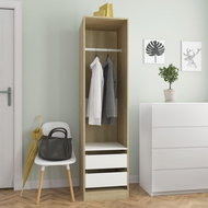 Wardrobe with drawers white and sonoma 50x50x200 cm chipboard 800617 - Wardrobe