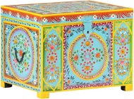 Ručně malovaný úložný box 50 x 40 x 40 cm masivní mangovník 323540 - Úložný box