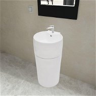 Floor washbasin ceramic round white, tap hole, overflow 141942 - Washbasin