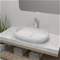 Umývadlo Umývadlo do kúpeľne s vodovodnou batériou, keramické oválne biele 275496 - Umyvadlo