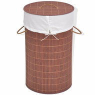 Bamboo laundry basket round brown 245578 - Laundry Basket