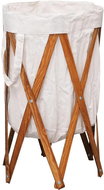Folding laundry basket cream wood and textile 284227 - Laundry Basket