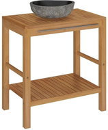 Bathroom cabinet made of teak wood and washbasin made of river stone 246496 - Bathroom Cabinet