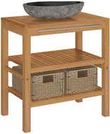 Bathroom cabinet made of teak wood and washbasin made of river stone 246498 - Bathroom Cabinet