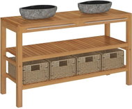 Bathroom cabinet made of teak wood and river stone sink 246499 - Bathroom Cabinet