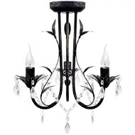 Art Nouveau black metal chandelier with crystal trimmings, for 3 E14 bulbs - Chandelier