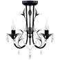 Art Nouveau black metal chandelier with crystal trimmings, for 3 E14 bulbs - Chandelier