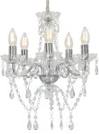 Chandelier with crystal beads silver round 5 x E14 - Chandelier