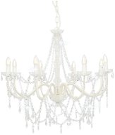 Chandelier with beads white 8 x bulbs E14 - Chandelier