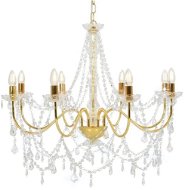 Chandelier with beads gold 8 x bulbs E14 - Chandelier
