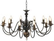 Chandelier with patina black 12 x bulb E14 - Chandelier