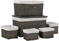 Stackable basket set grey natural willow - Storage Basket