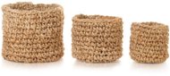 Hand knitted set of 3 natural jute baskets - Storage Basket