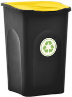 Waste bin with lid 50 L black and yellow 147326 - Rubbish Bin