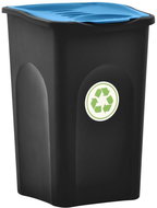 Waste bin with lid 50 L black and blue 147327 - Rubbish Bin