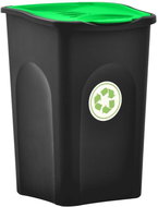 Waste bin with lid 50 L black and green 147328 - Rubbish Bin