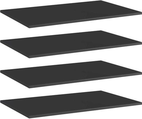 Additional shelves 4 pcs black high gloss 80x50x1,5 cm chipboard 805358 - Shelf - Main image