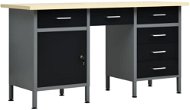 Work table black 160 x 60 x 85 cm steel 145347 - Workbench